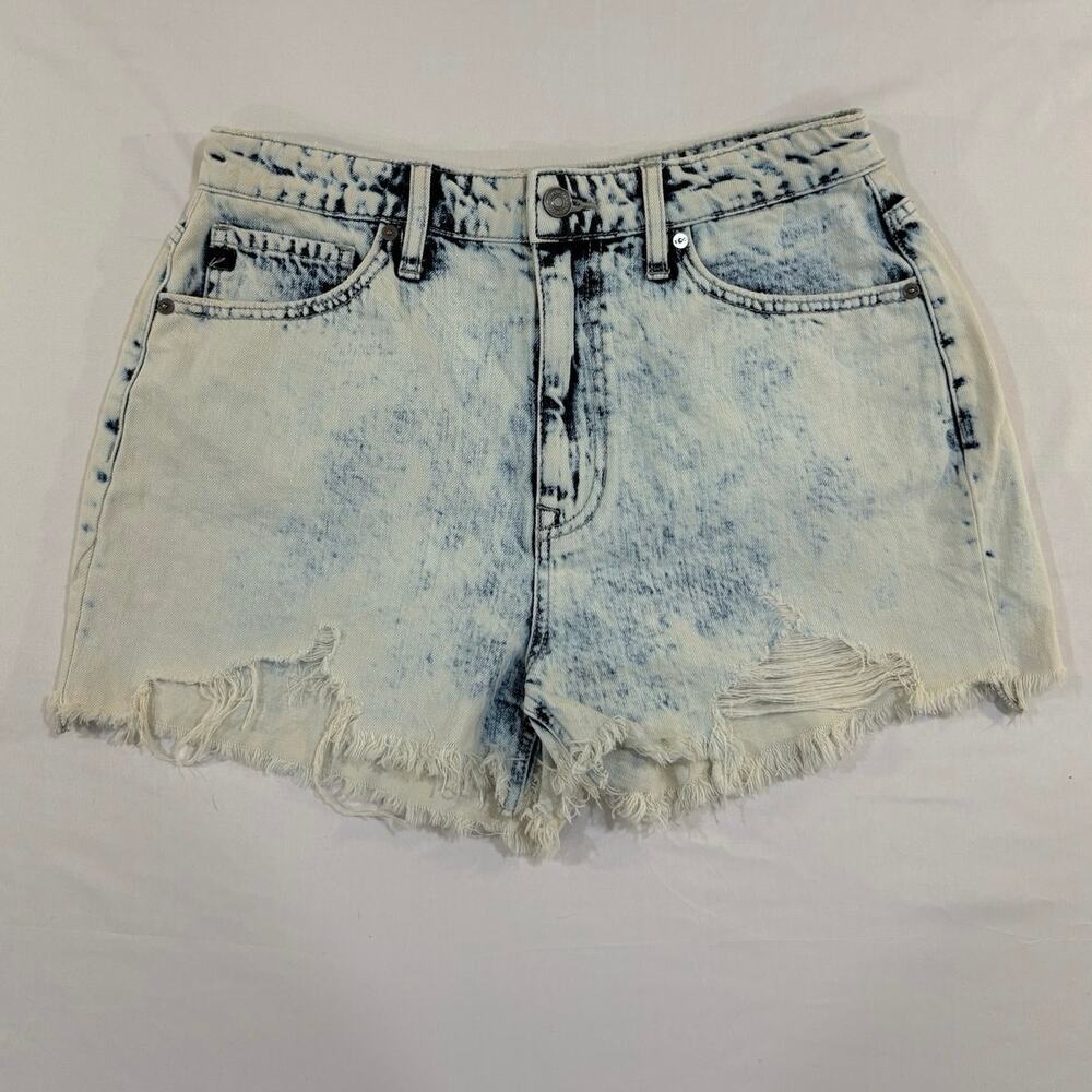 KanCan Estilo Acid Washed Cut Off Denim 100% Cotton Jean Shorts Size 9/28 3”